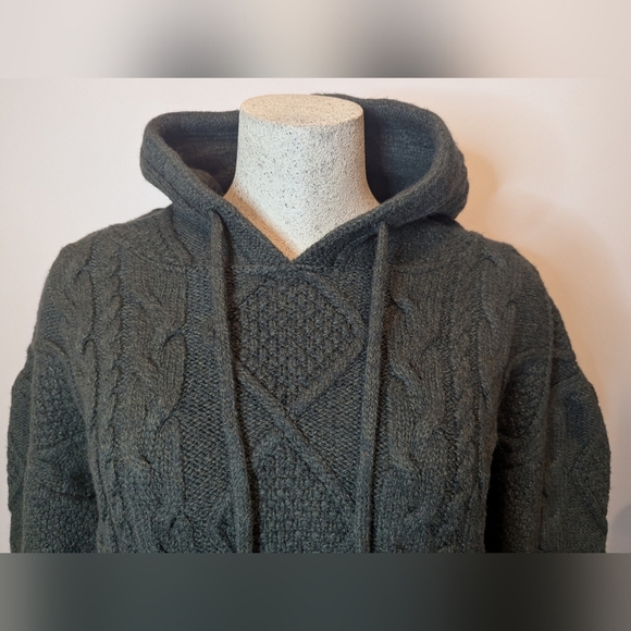 Blarney Woolen Mills Aran hooded Merino Wool Sweater, Green Women's Size L - Picture 13 of 16